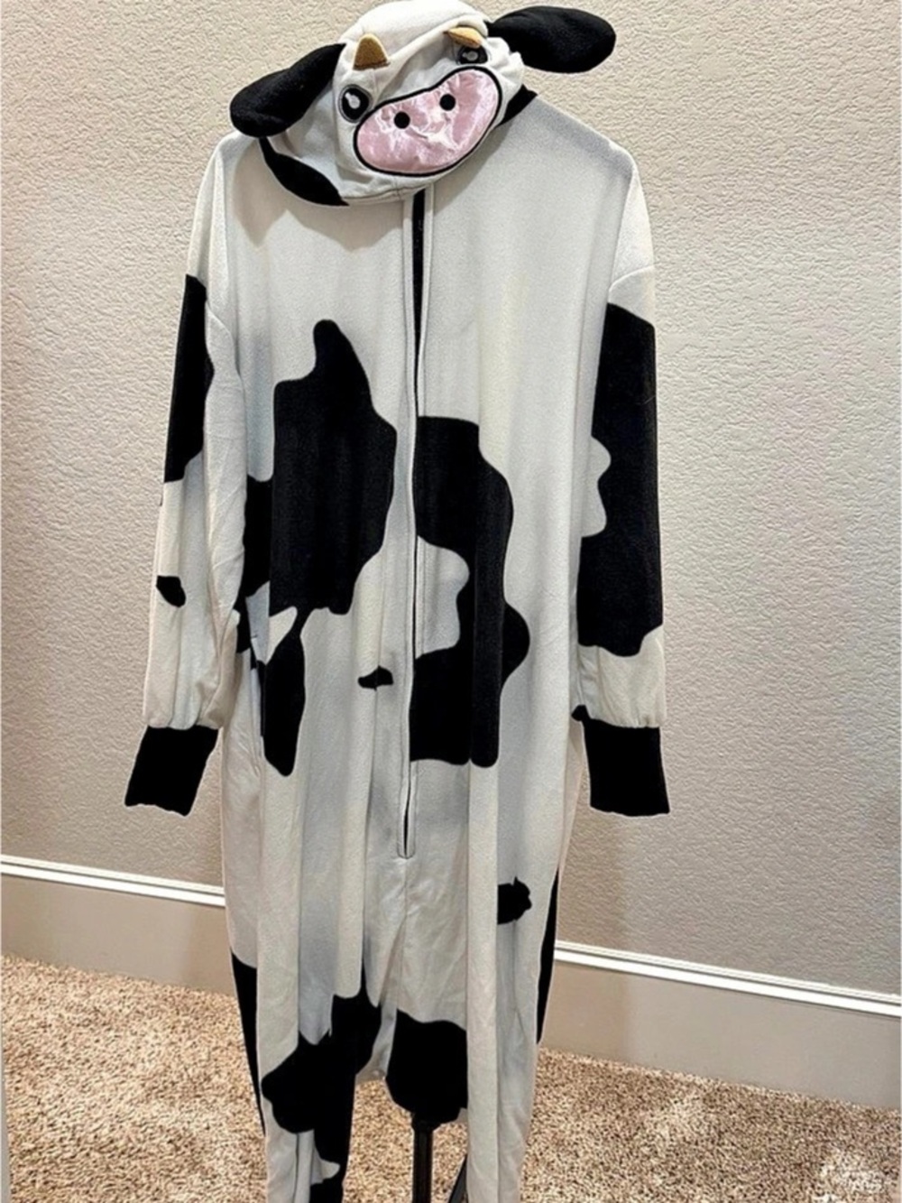 Spirit Halloween Cow Jumpsuit Costume White & Black